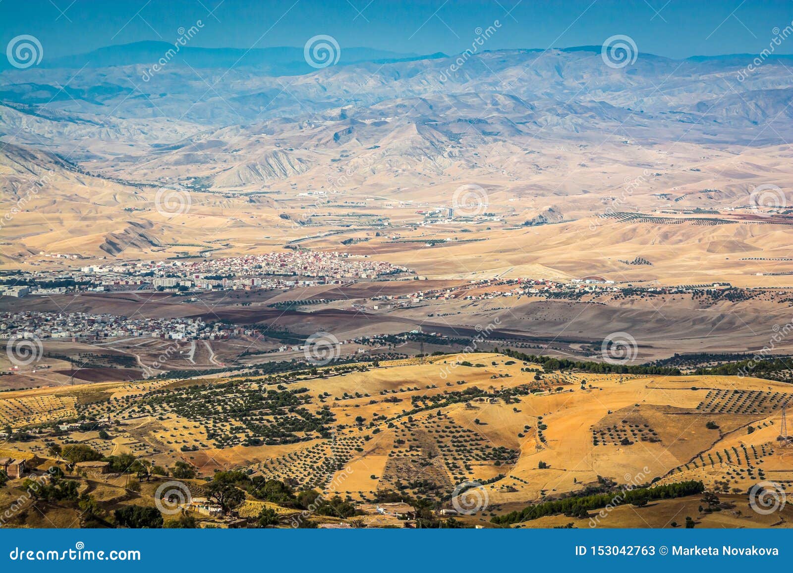 panoramic view on the city of taza in morocco of national park tazekka