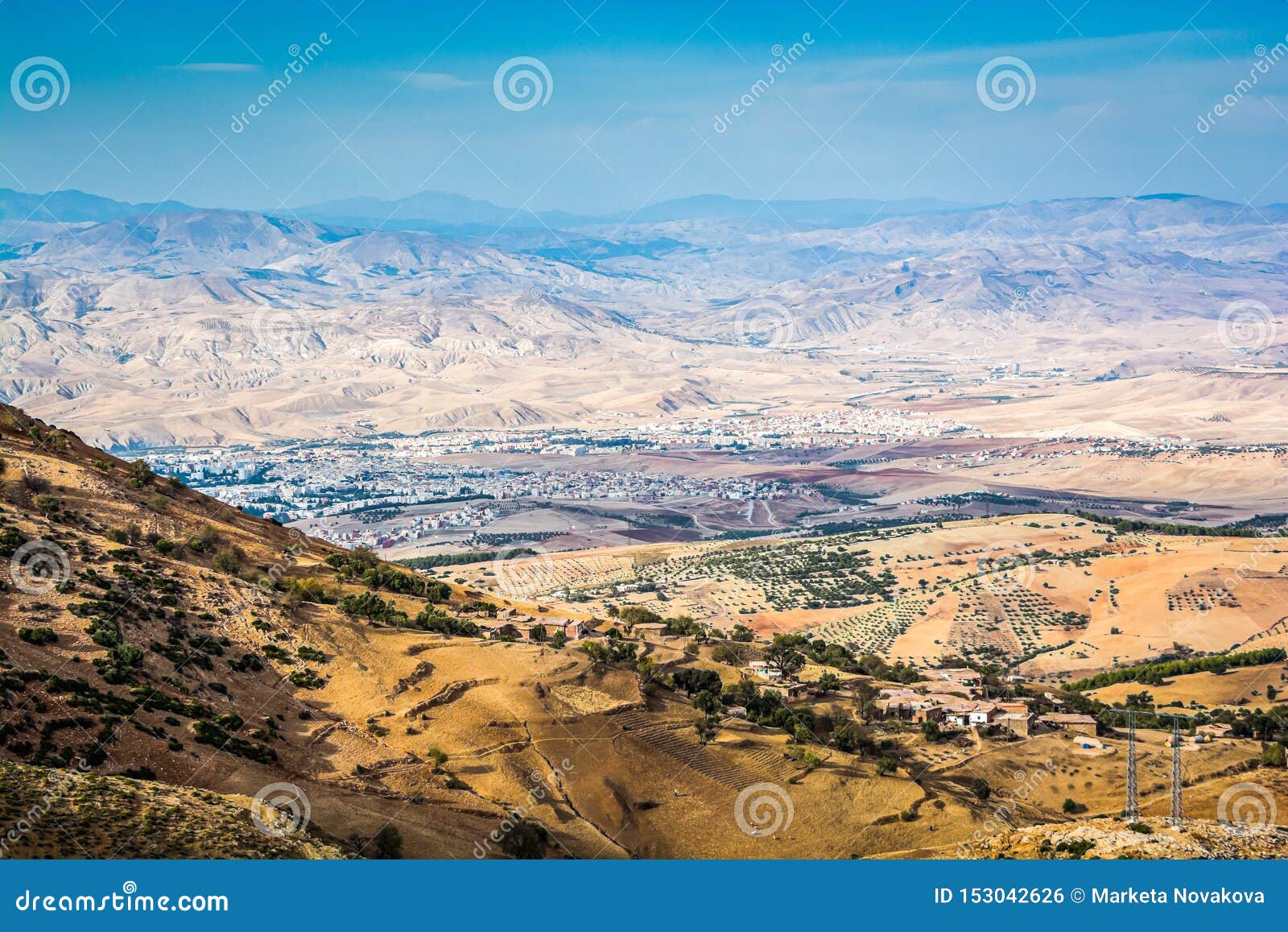 panoramic view on the city of taza in morocco of national park tazekka