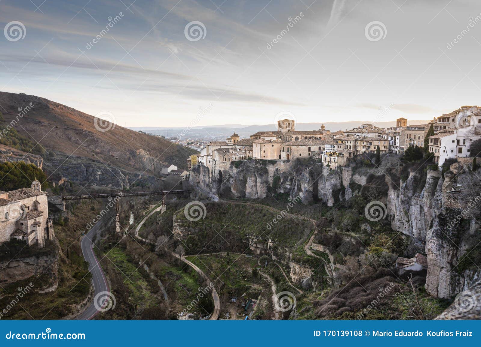 panoramic view of cuenca city and the cliffs of the huecar river gorge. europe spain