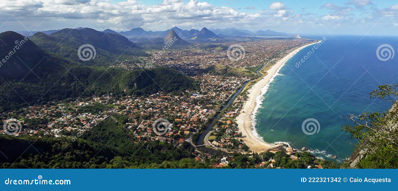 panoramic view of the coastal city of marica, rio de janeiro, brazil, facing the atlantic ocean. brazilian coast and sea. from the