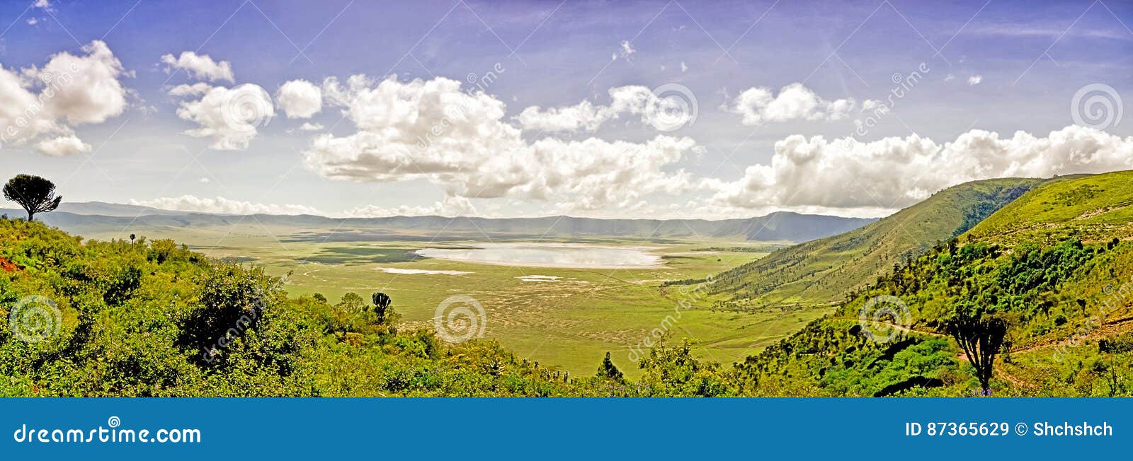 panoramic view of crater ngorongoro at the afternoon