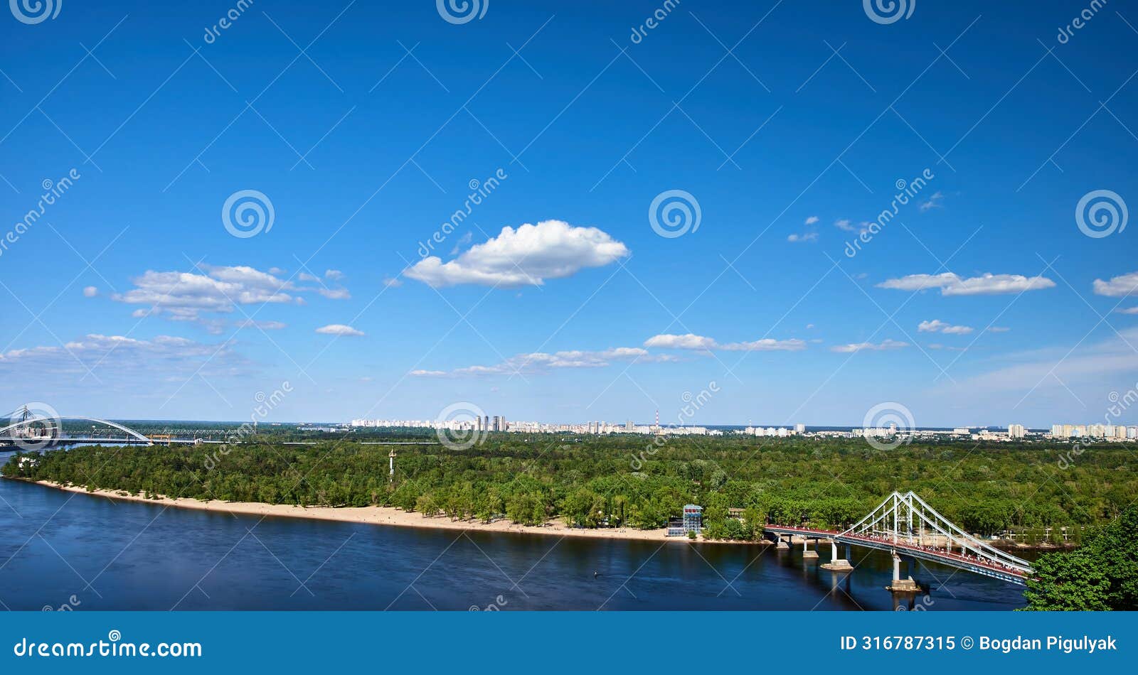 panoramic view of the dnipro river.