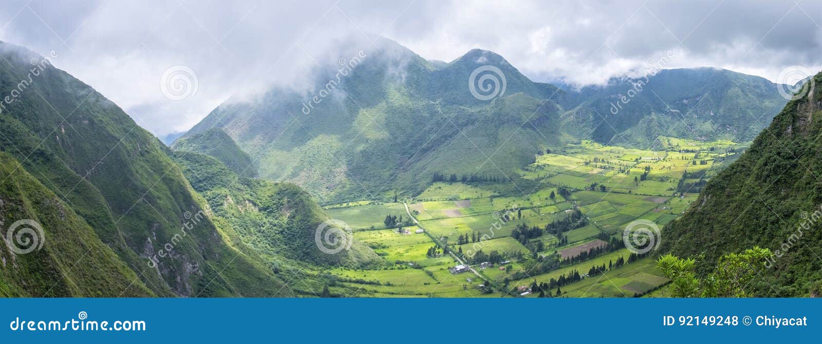 panoramic view of a dormant volcano north of quito, ecuador
