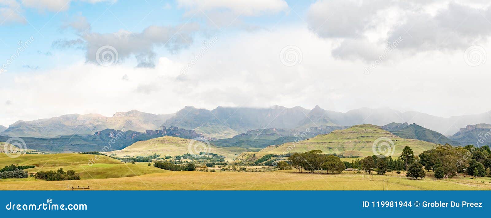 Panoramic View Of The Drakensberg At Garden Castle Stock Photo