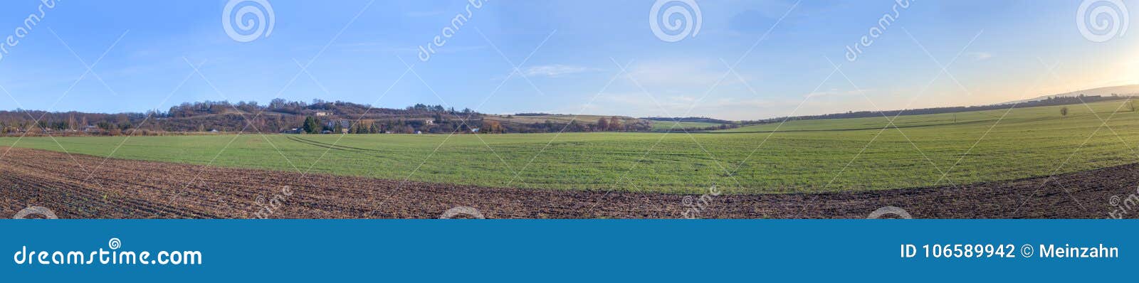 Panoramic View of Field in Wintertime in Thuringia Stock Photo - Image ...