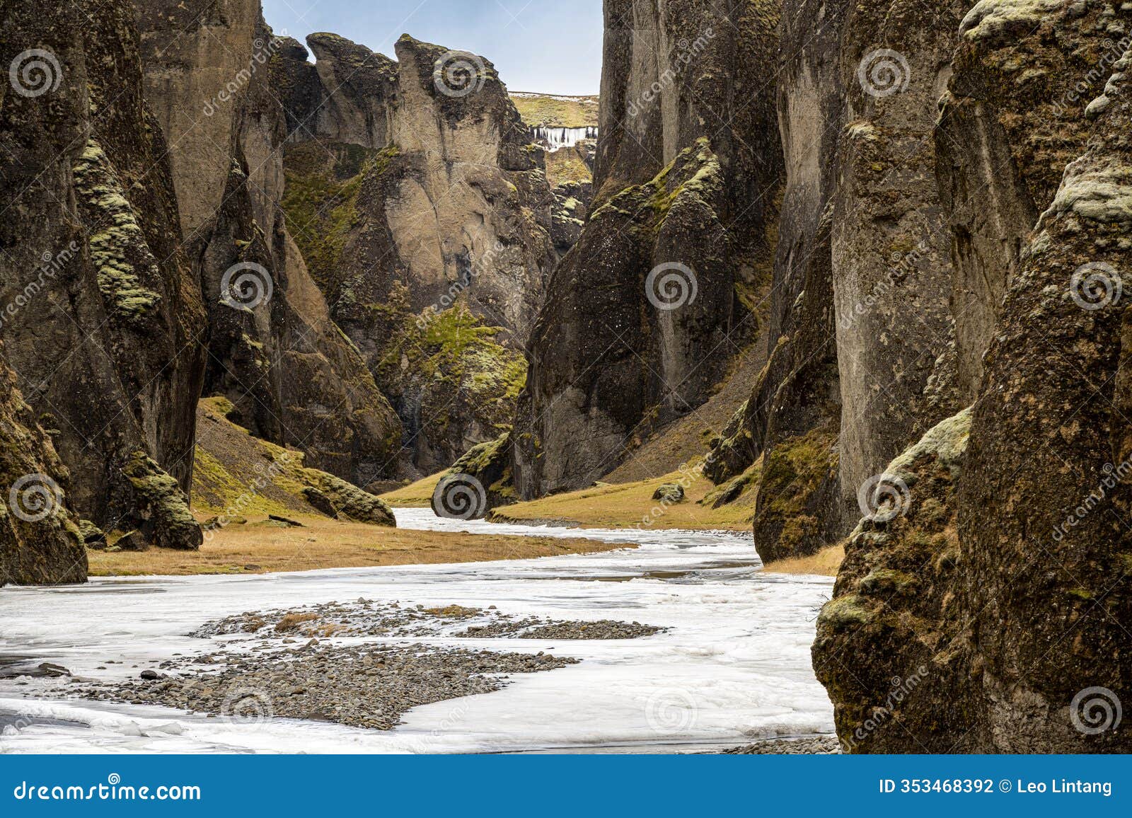 panoramic view of fjaÃÂ°rÃÂ¡rgljÃÂºfur or fjadrargljufur canyon with fjadrar river flow on iceland