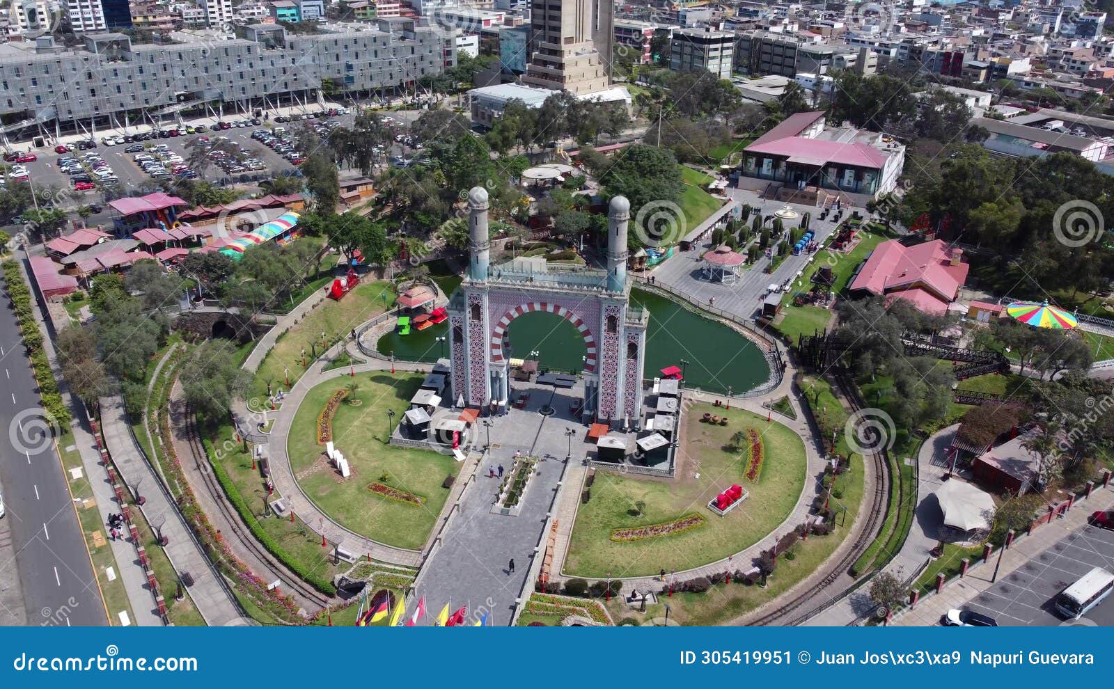 panoramic view of friendship park in the district of santiago de surco in the capital of lima - peru.
