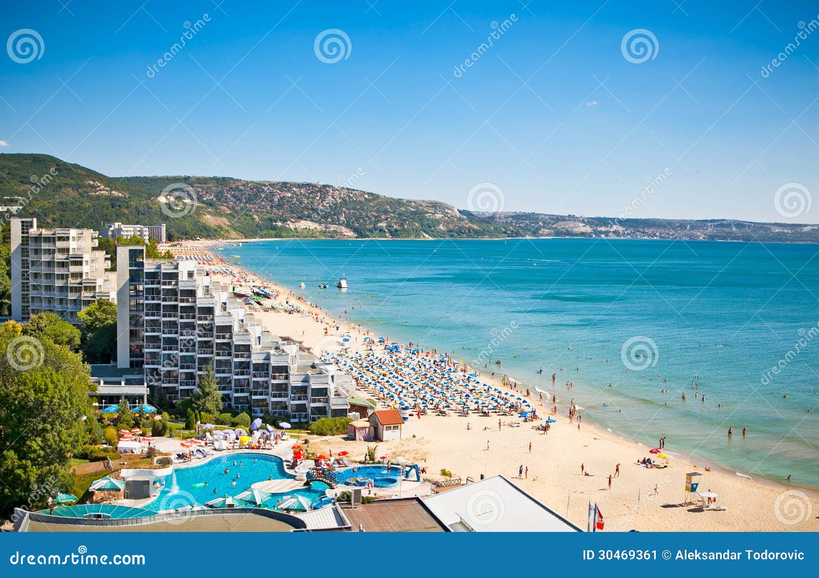 panoramic view of golden sands beach in bulgaria.