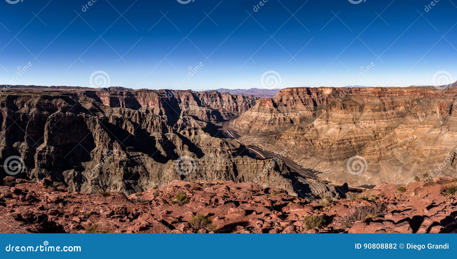 Panoramic view of Grand Canyon West Rim and Colorado River in Arizona, USA