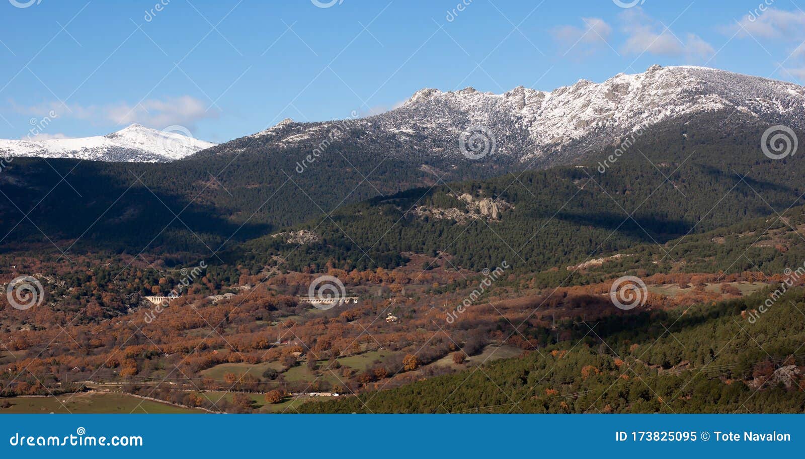 panoramic view of guadarrama national park mountains range in cercedilla