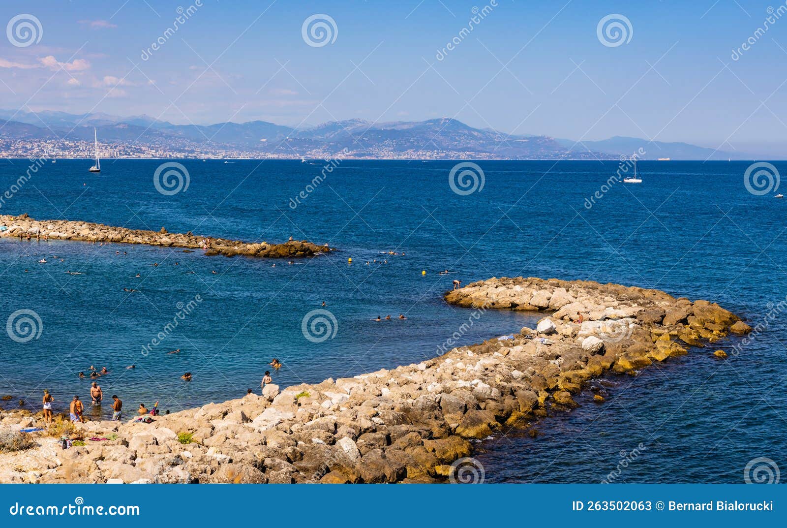 Harbor and Plage De La Gravette Beach at Historic Old Town Onshore ...