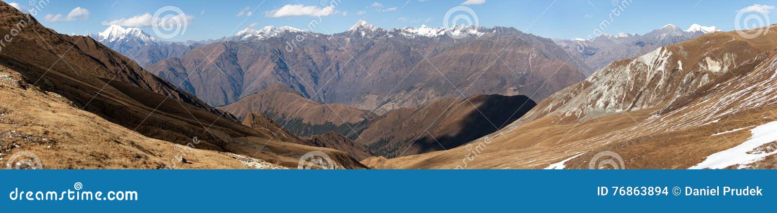 panoramic view from jang la pass to lower dolpo area