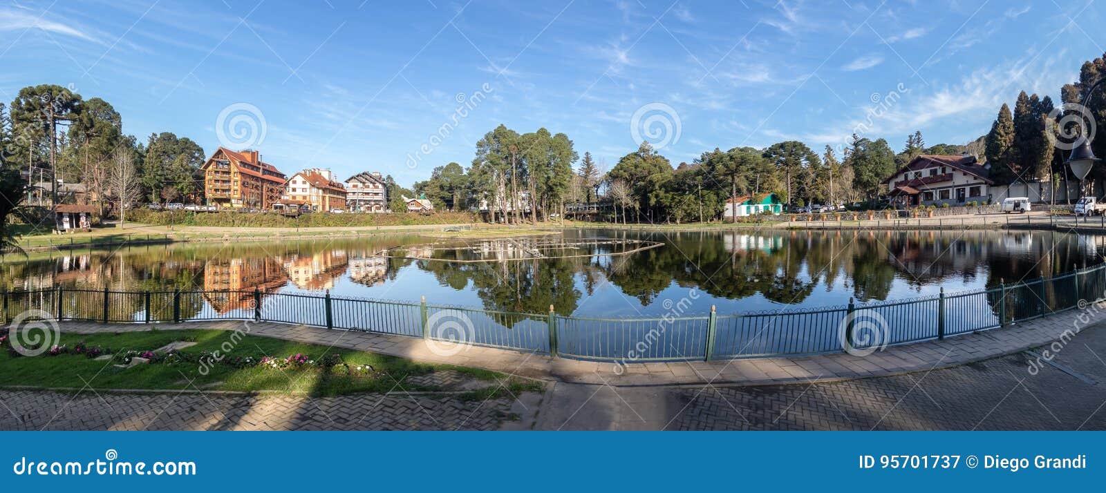 panoramic view of joaquina rita bier square and lake - gramado, rio grande do sul, brazil,