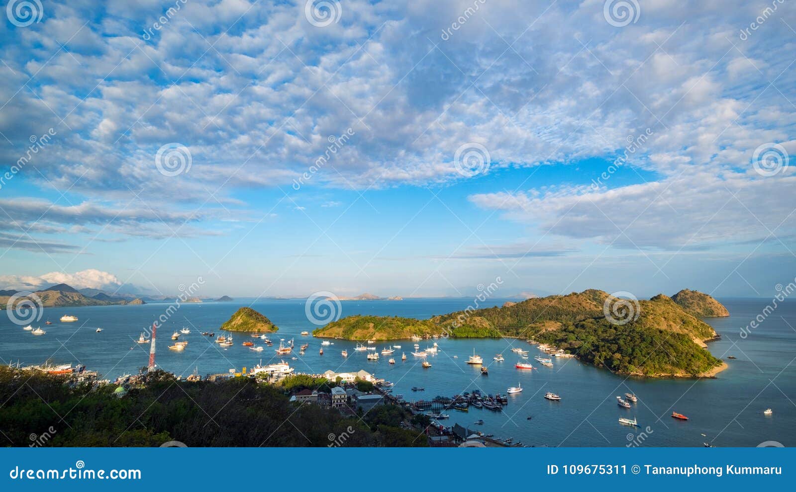 panoramic view of labuan bajo, flores island.