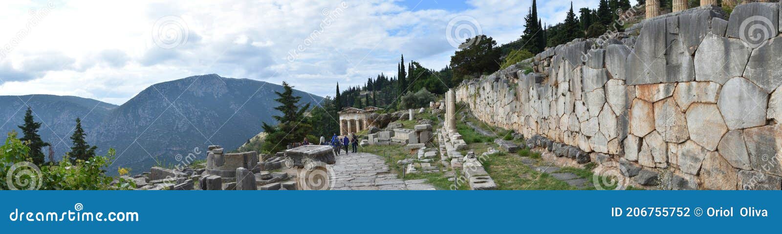 panoramic view of the main monuments and places of greece. ruins of ancient delphi. oracle of delphi