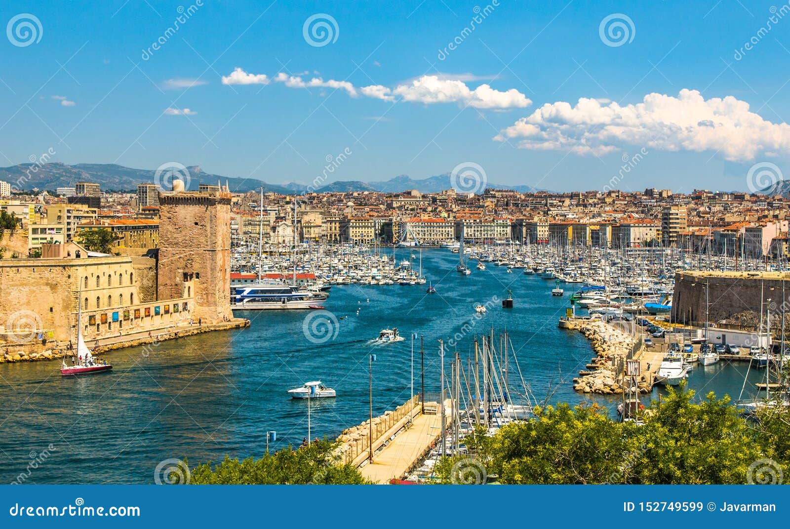 panoramic view of marseille and old port