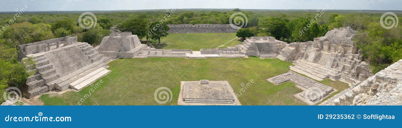 panoramic view of the mayan pyramids edzna. yucatan.