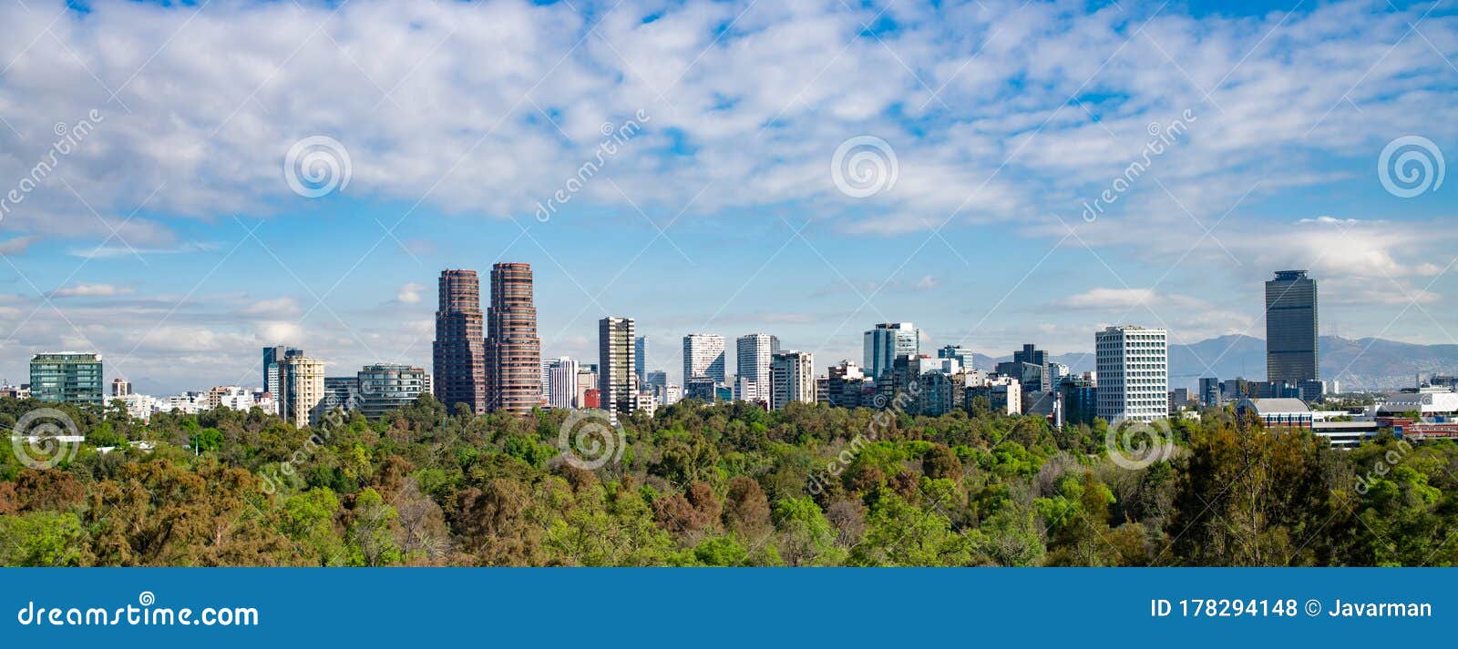 panoramic view of mexico city skyline on sunny day
