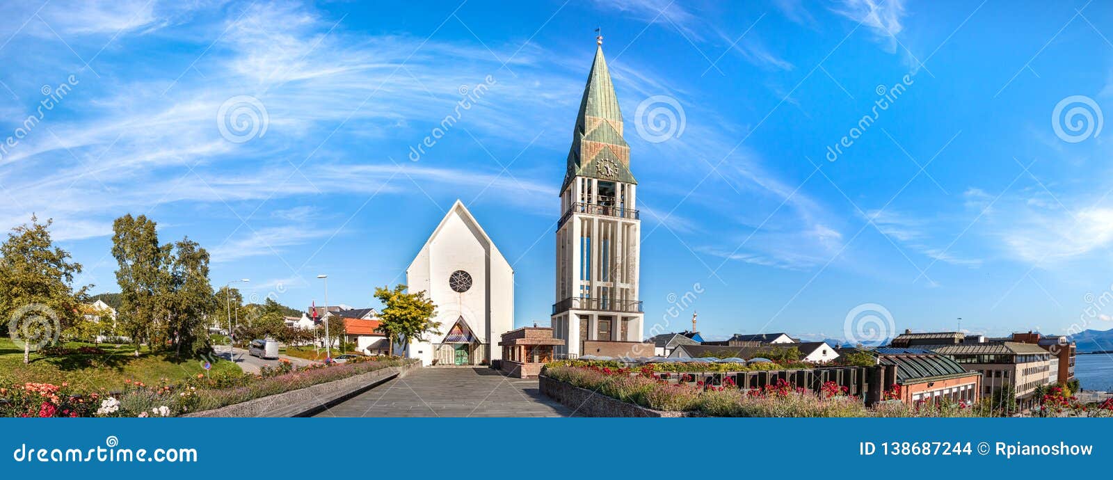 panoramic view the molde domkirke, the cathedral of molde, norway
