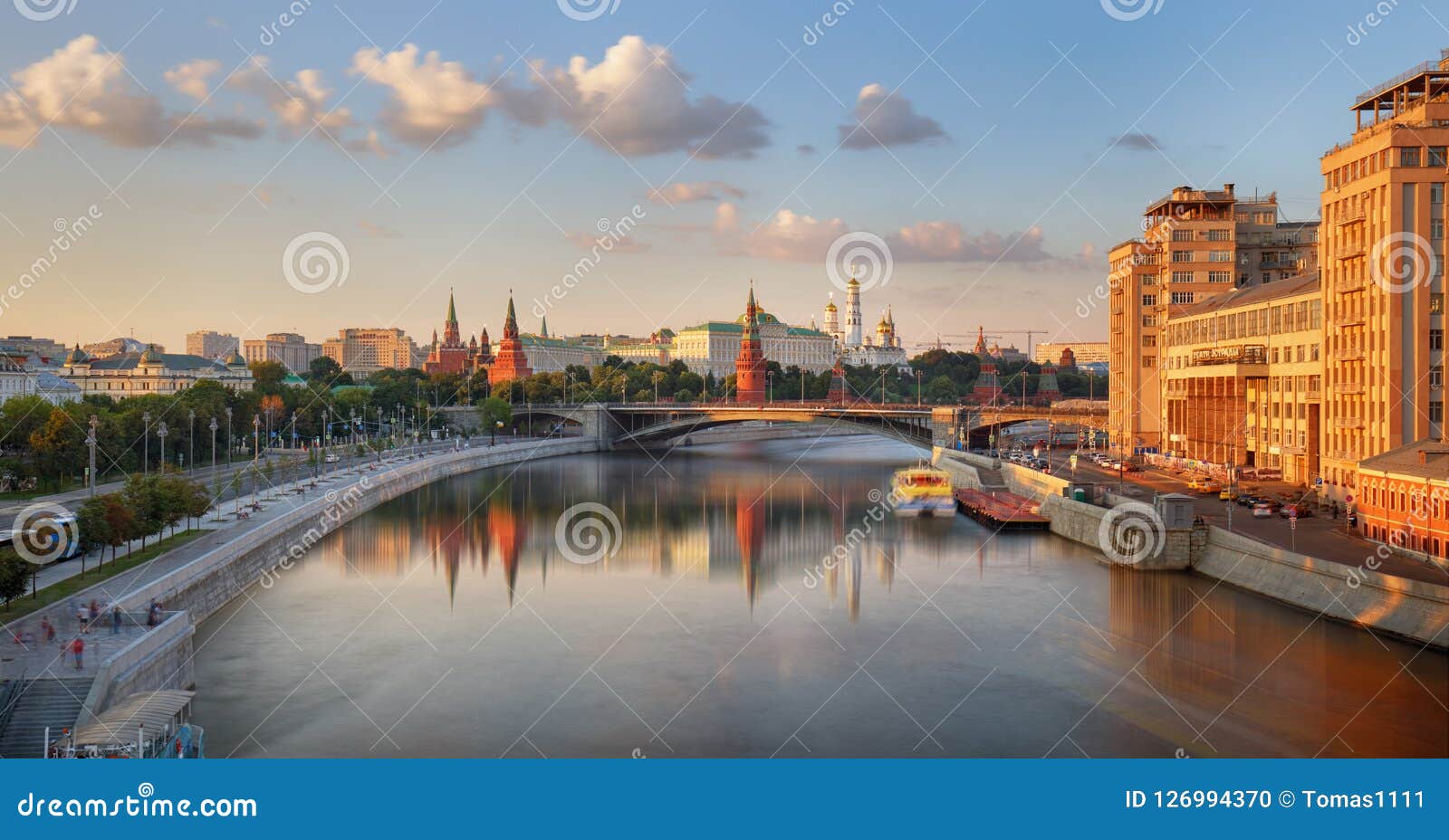 panoramic view of moscow, moskva river and kremlin.