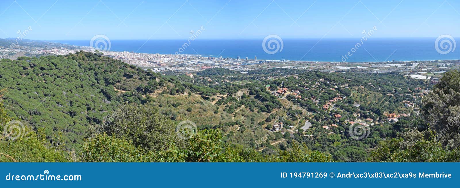panoramic view of mountains and beaches of maresme barcelona
