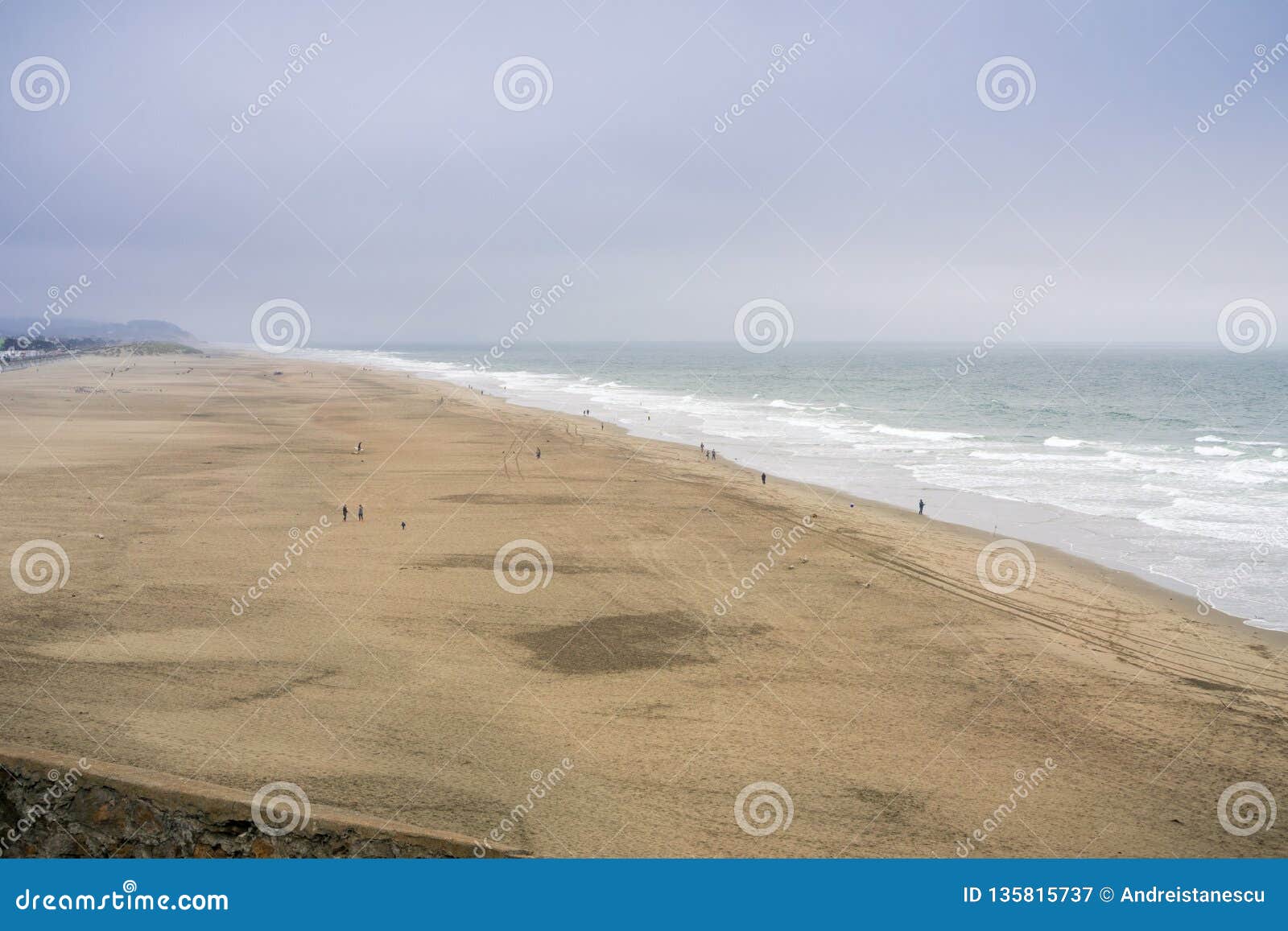 Panoramic View of Ocean Beach, Lands End, California Stock Image