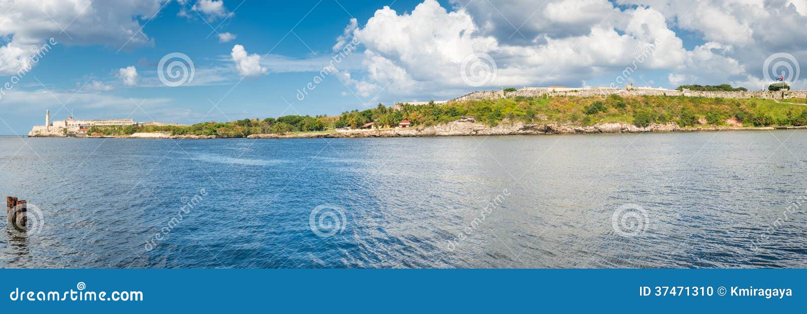 panoramic view of the old fortresses guarding the bay of havana