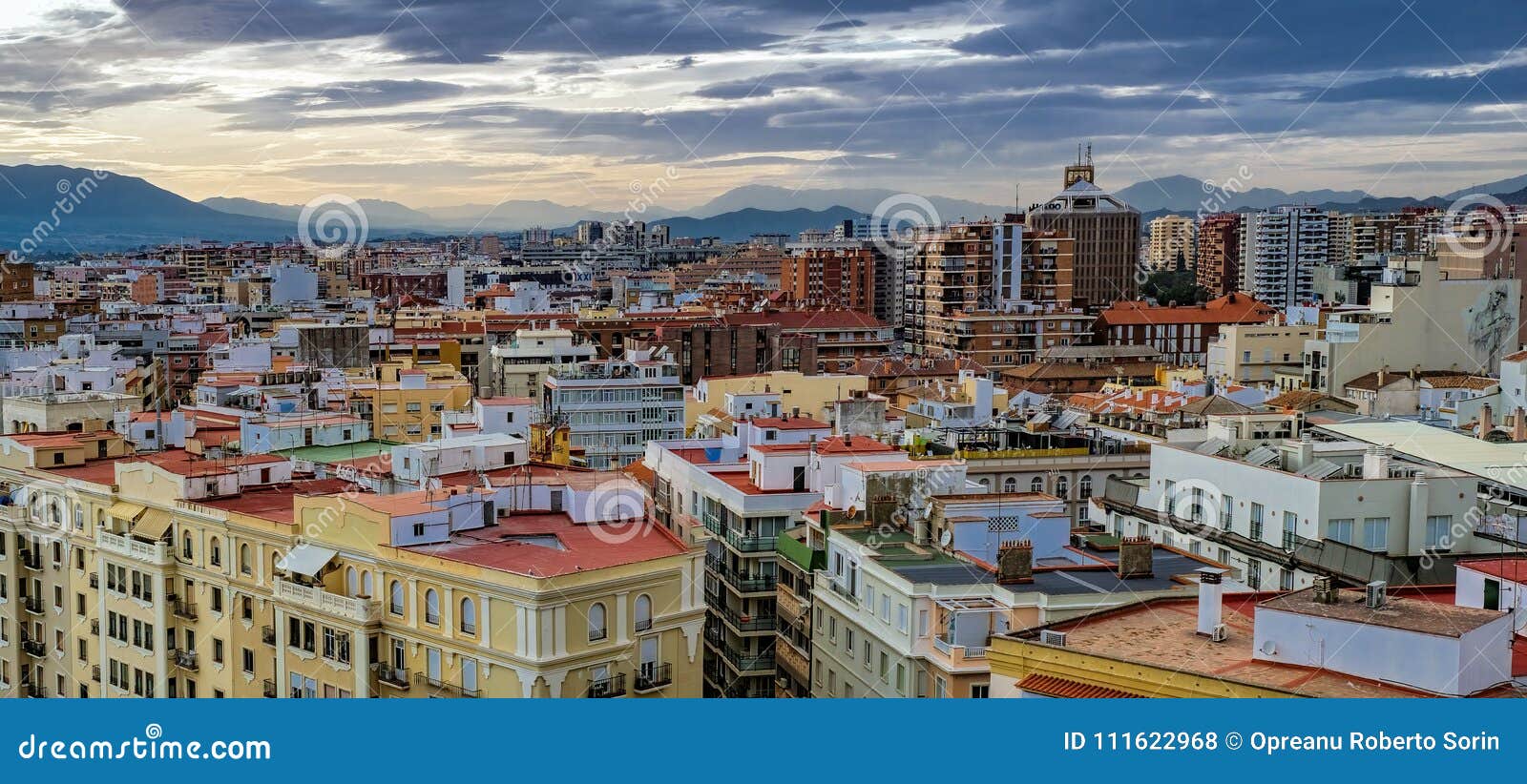 Panoramic View Over the Malaga City, Costa Del Sol, Spain. Editorial