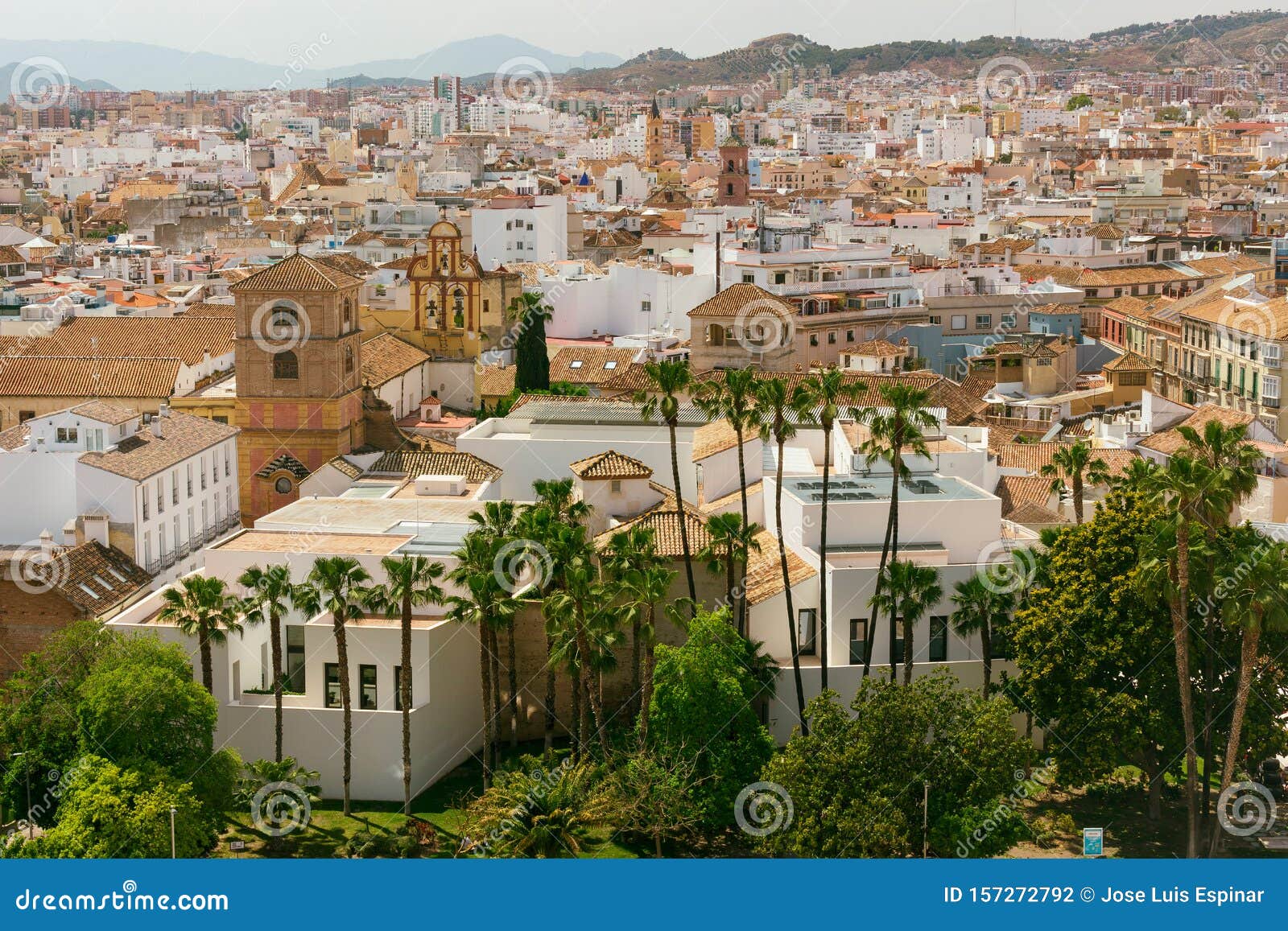 panoramic view of the picasso museum with the city of malaga in the background