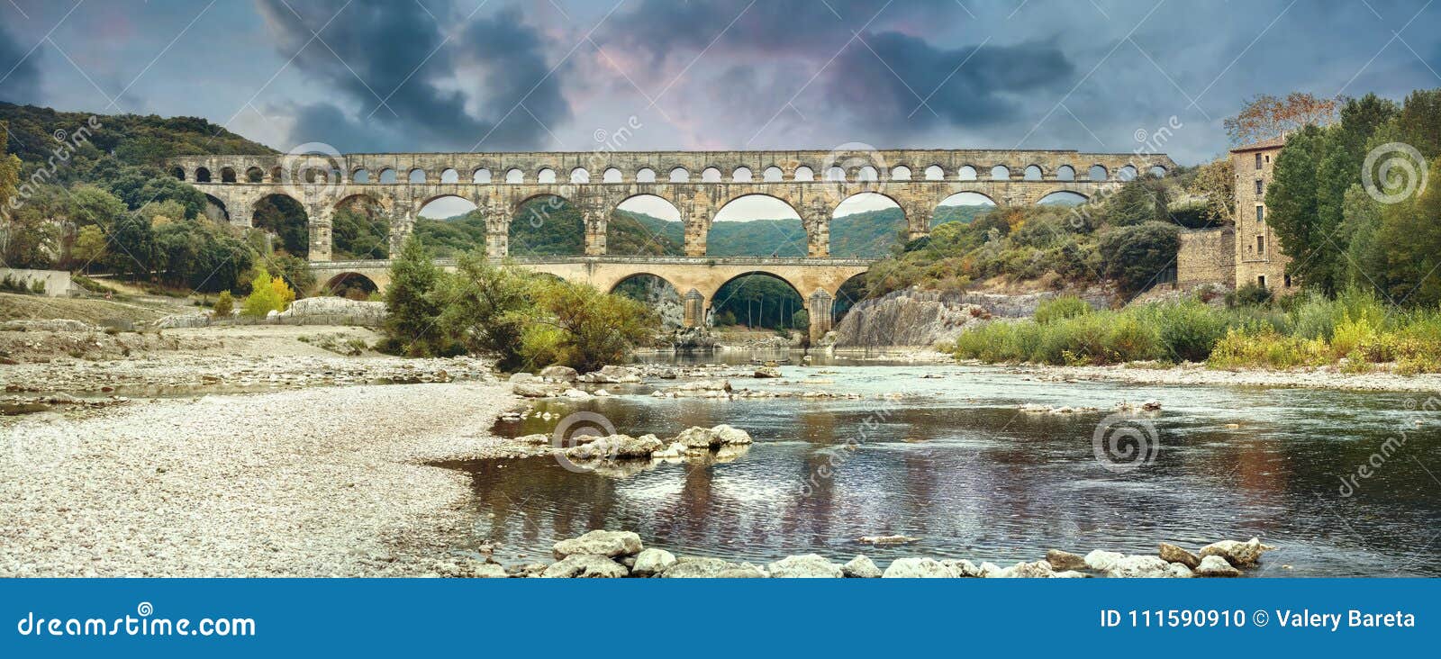 ancient pont du gard roman aqueduct. france, provence