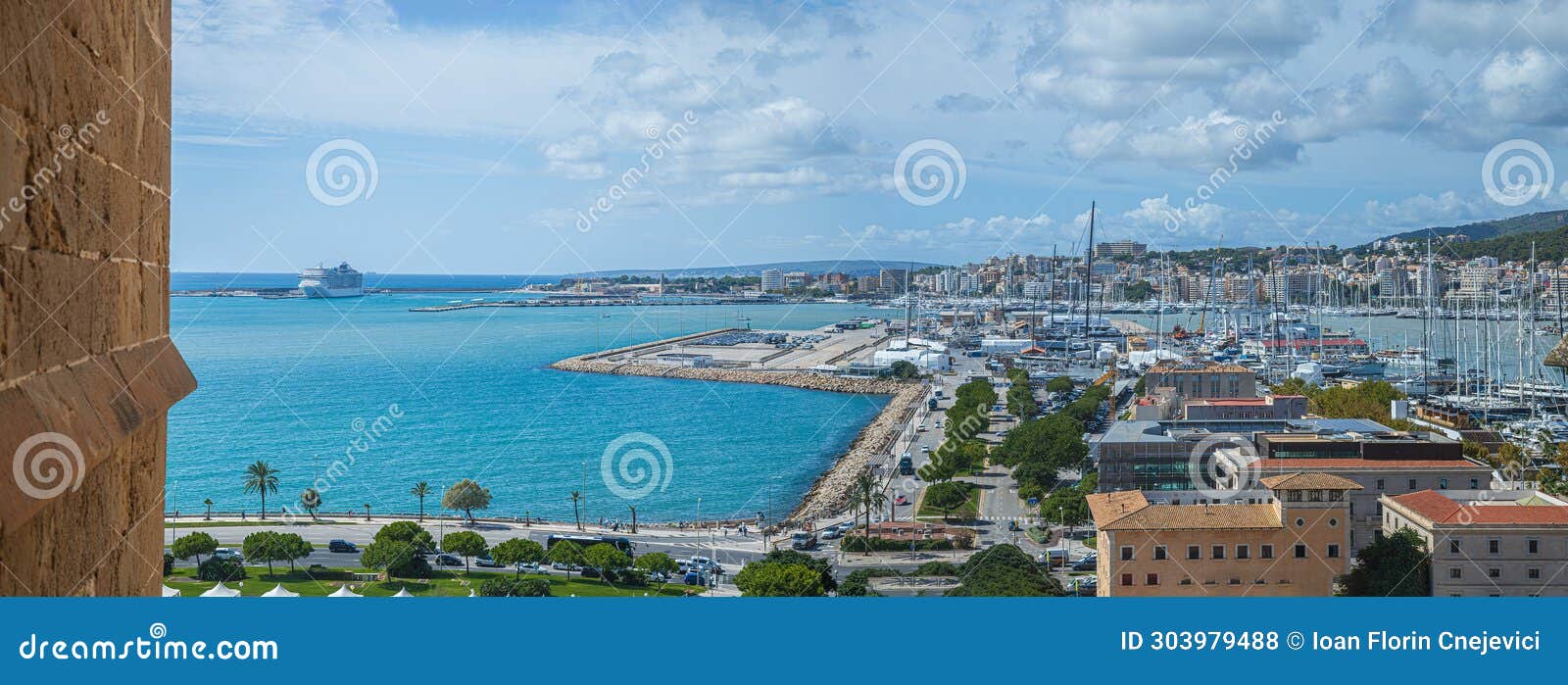 panoramic view of the port of the city of palma de mallorca, illes balears, spain