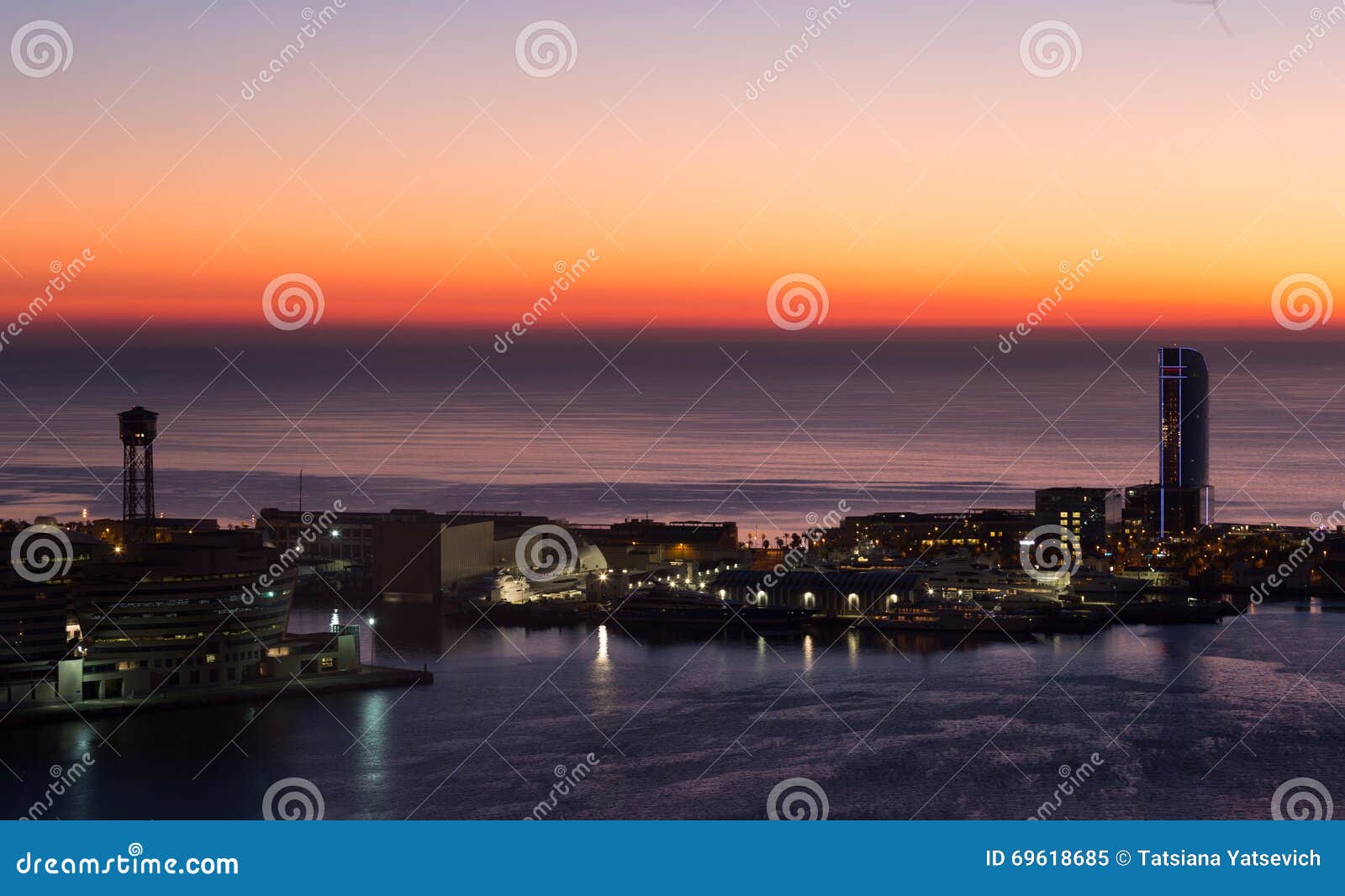 panoramic view of port vell and la barceloneta district. barcelona, spain