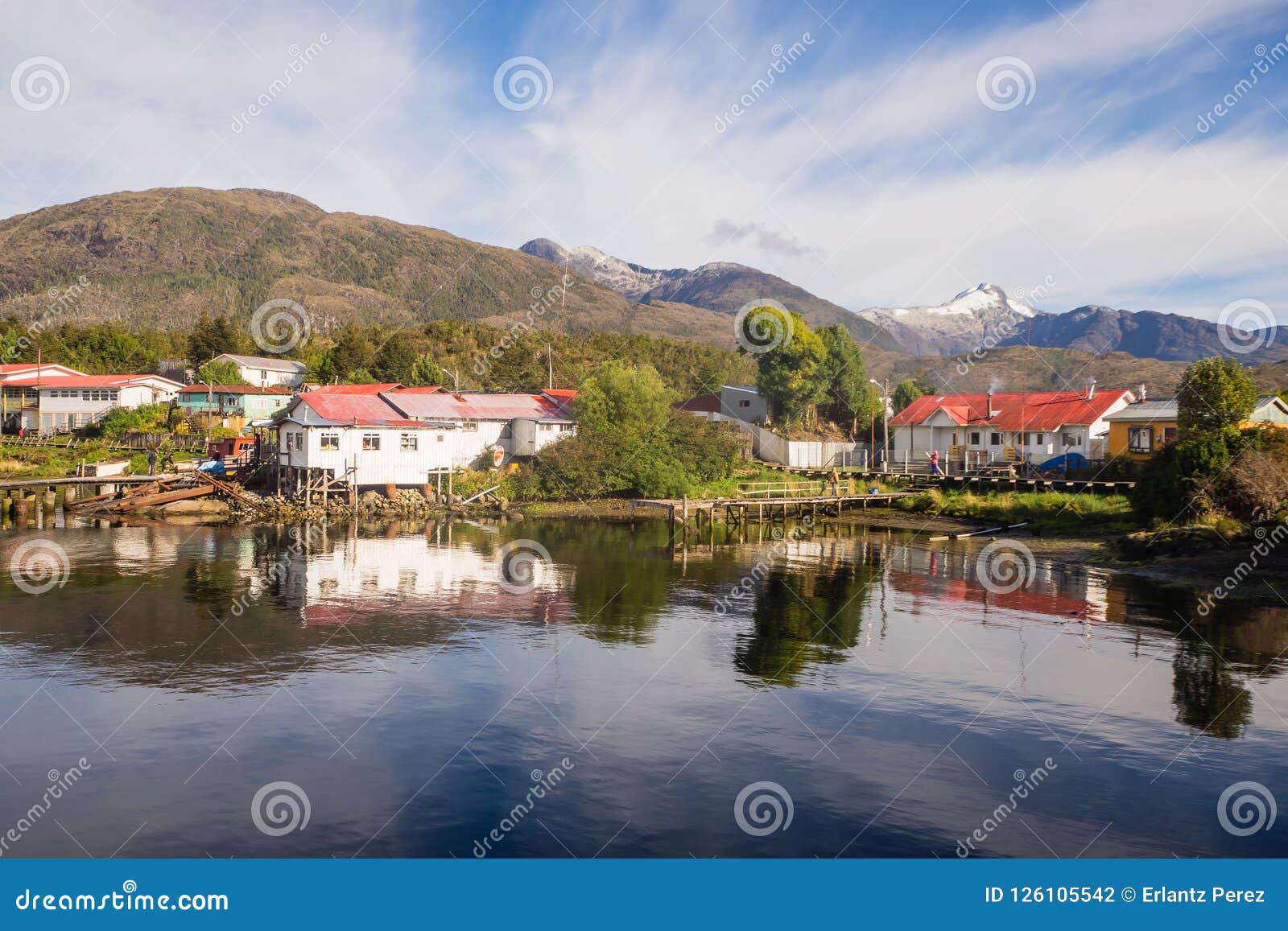 panoramic view of puerto eden, south of chile