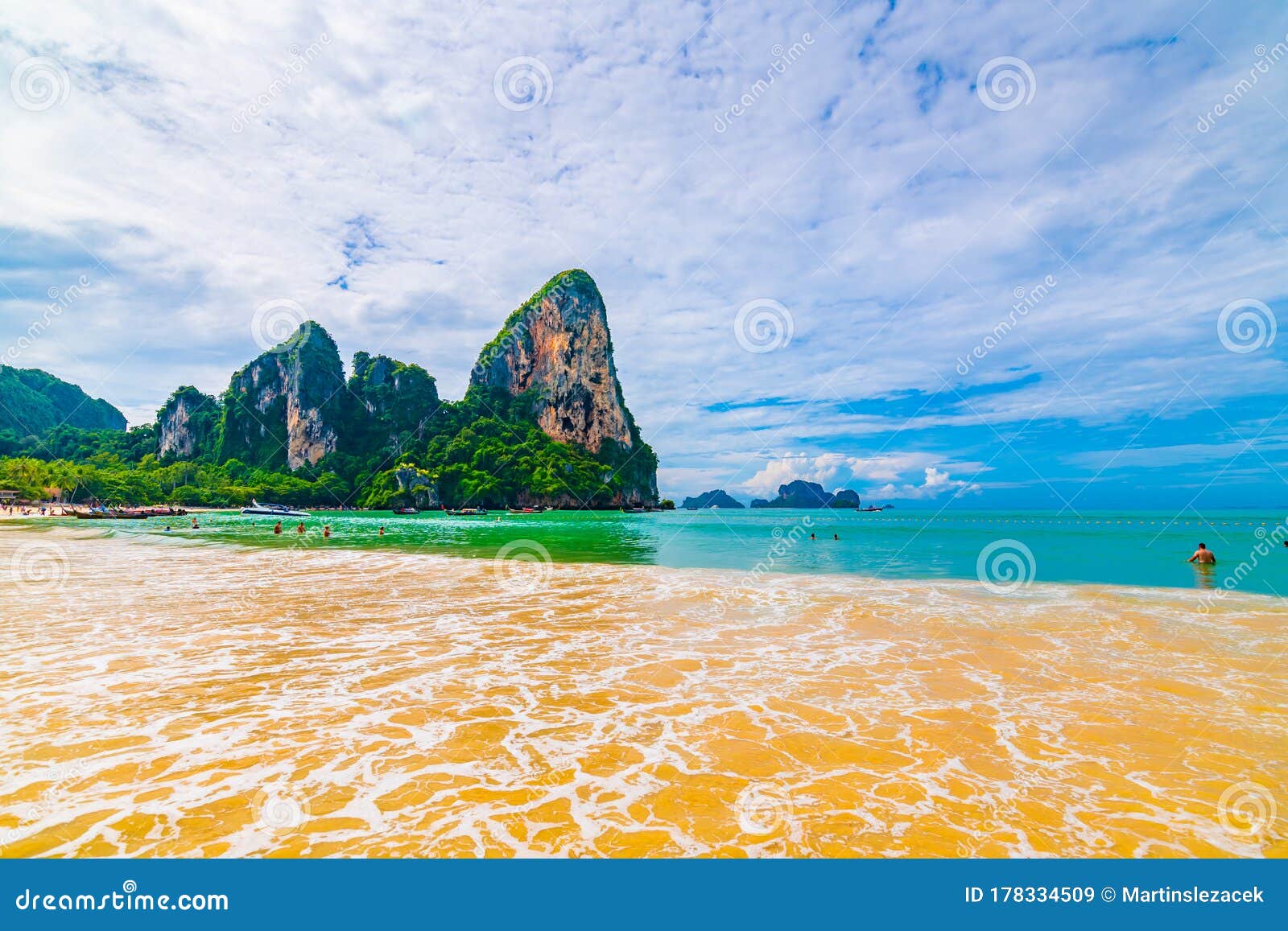 Panoramic View Of Railay Beach Krabi Thailand Beautiful Tropical