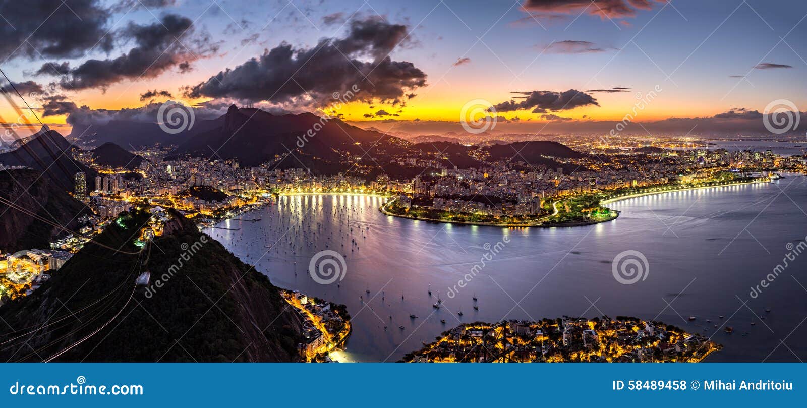 panoramic view of rio de janeiro by night