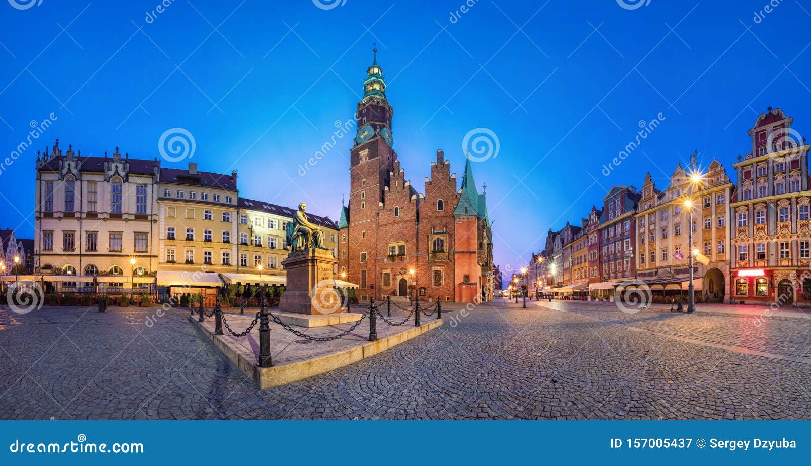panoramic view of rynek square in wroclaw, poland