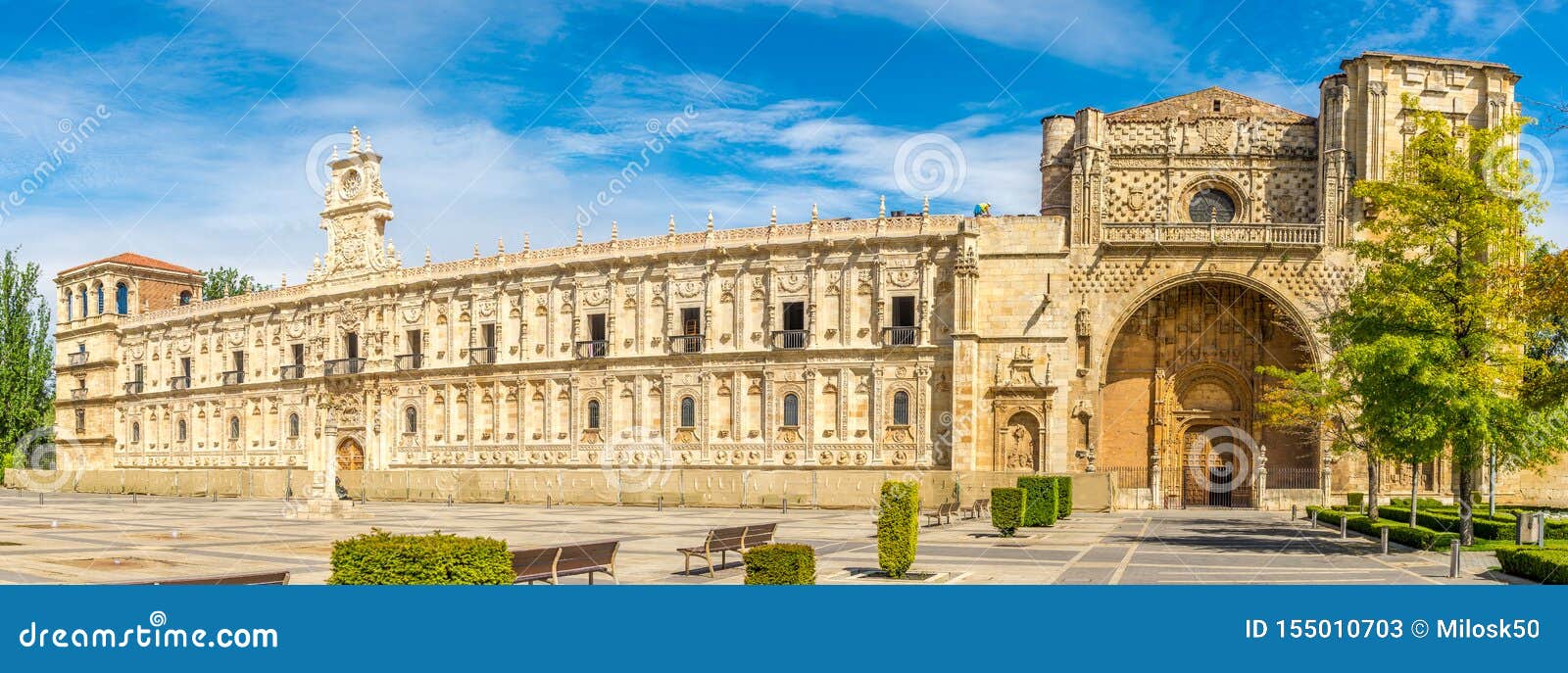 panoramic view at the san marcos convent in leon - spain