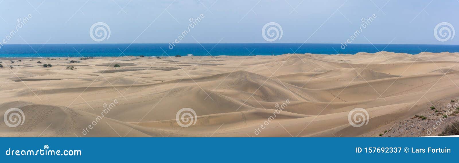 panorama of the sand dunes of playa del ingles