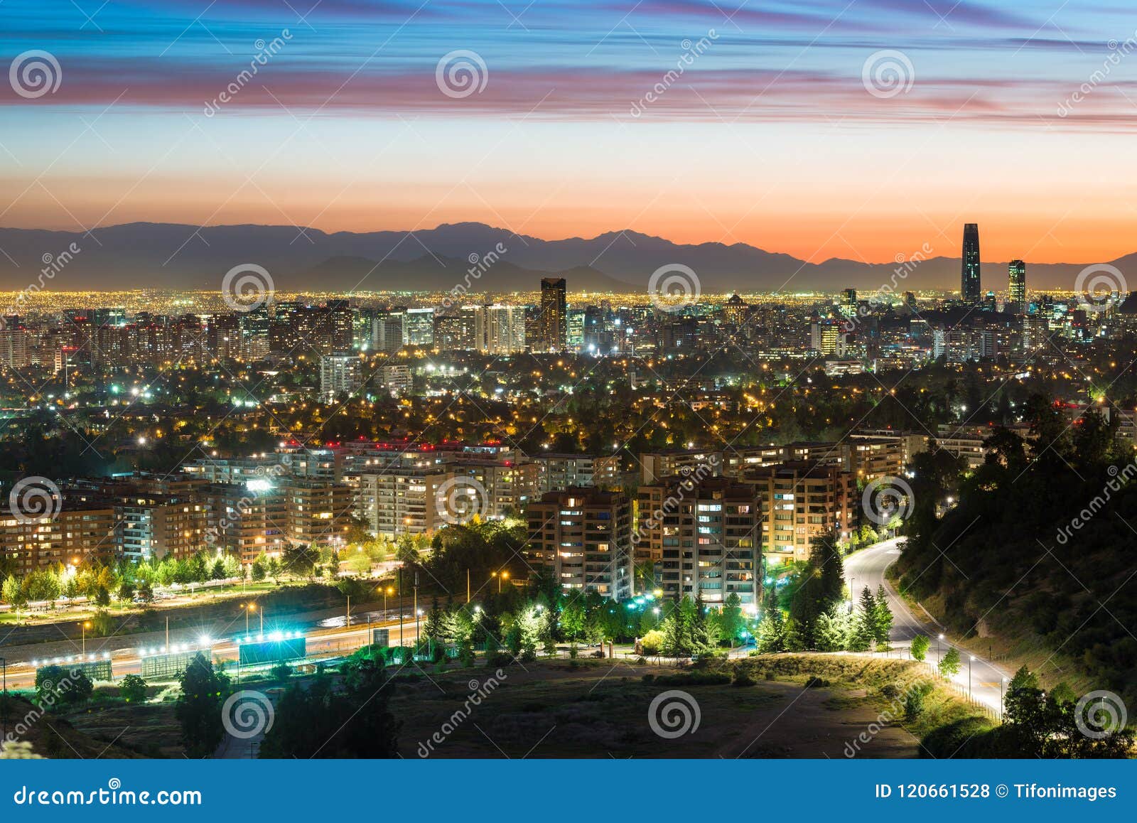 panoramic view of santiago de chile with las condes and vitacura districts