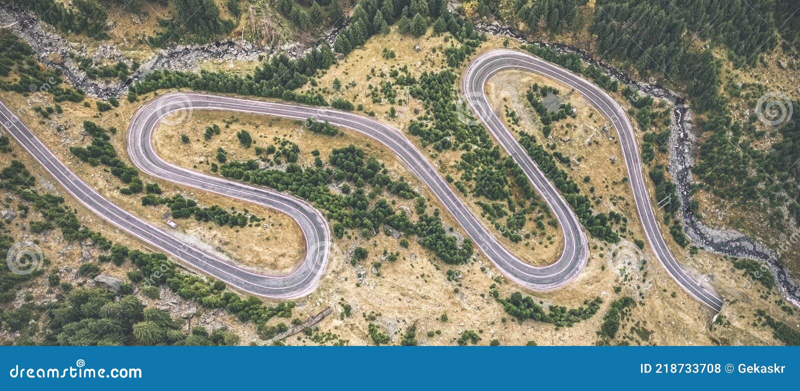 Panoramic View of Serpentine Road Stock Photo Image of road, aerial