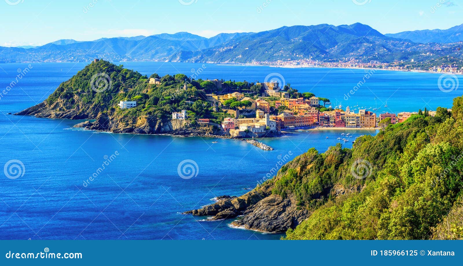 panoramic view of sestri levante, liguria, italy