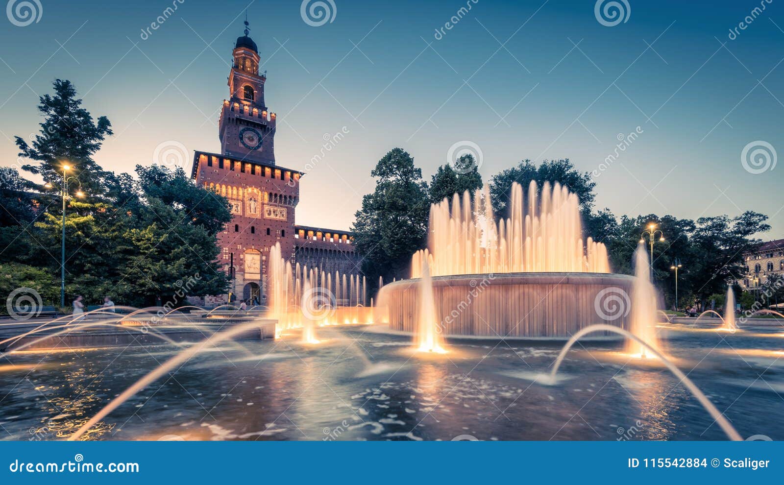 panoramic view of sforza castle in milan