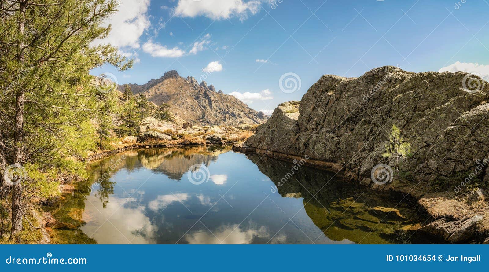 lake at paglia orba in the mountains of corsica