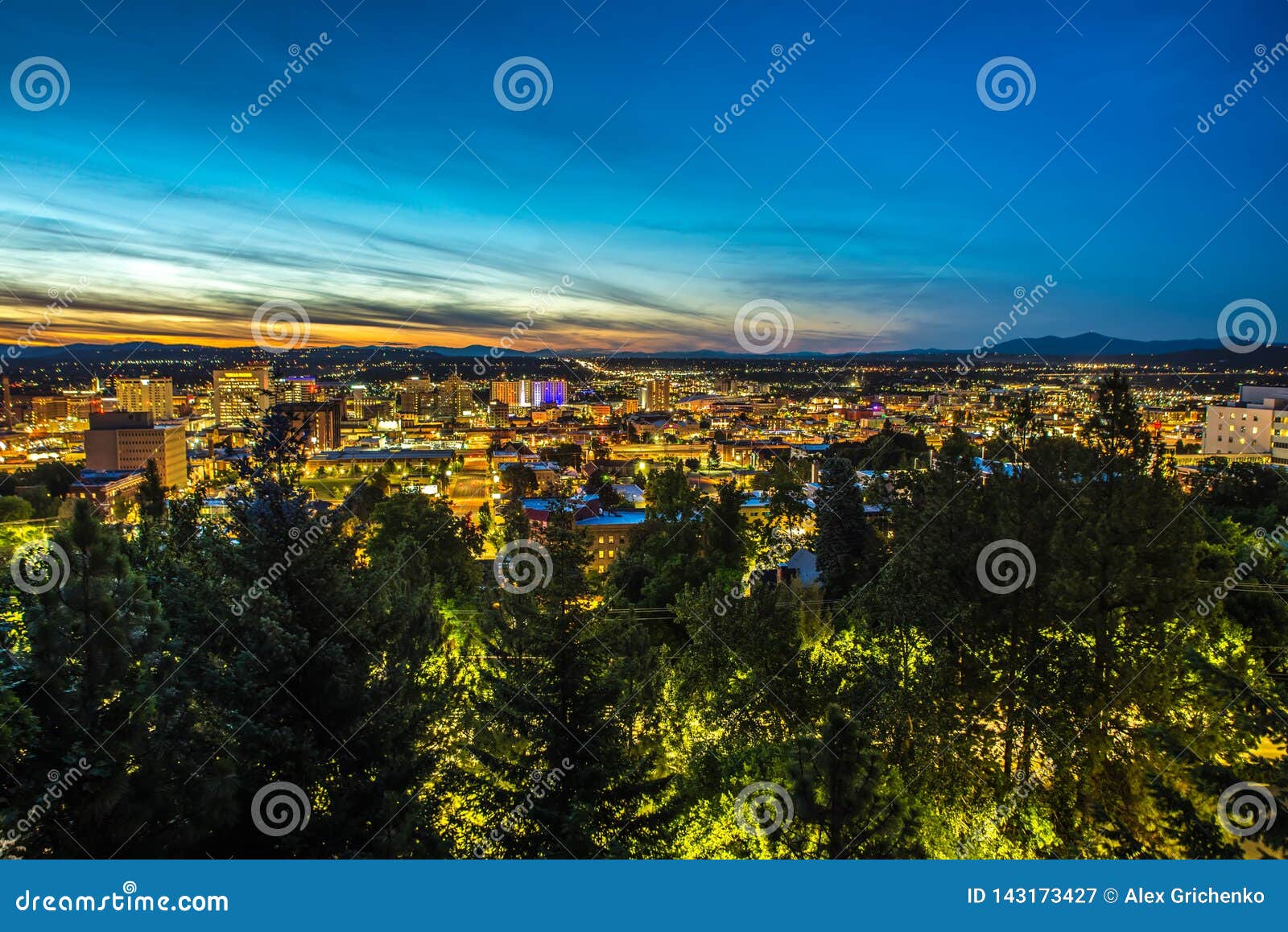 Panoramic View Spokane Washington Downtown City Skyline Editorial