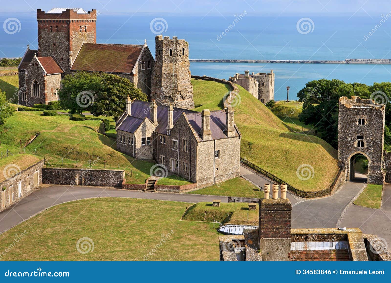 panoramic view of the st mary in castro church in the grounds of dover castle in england
