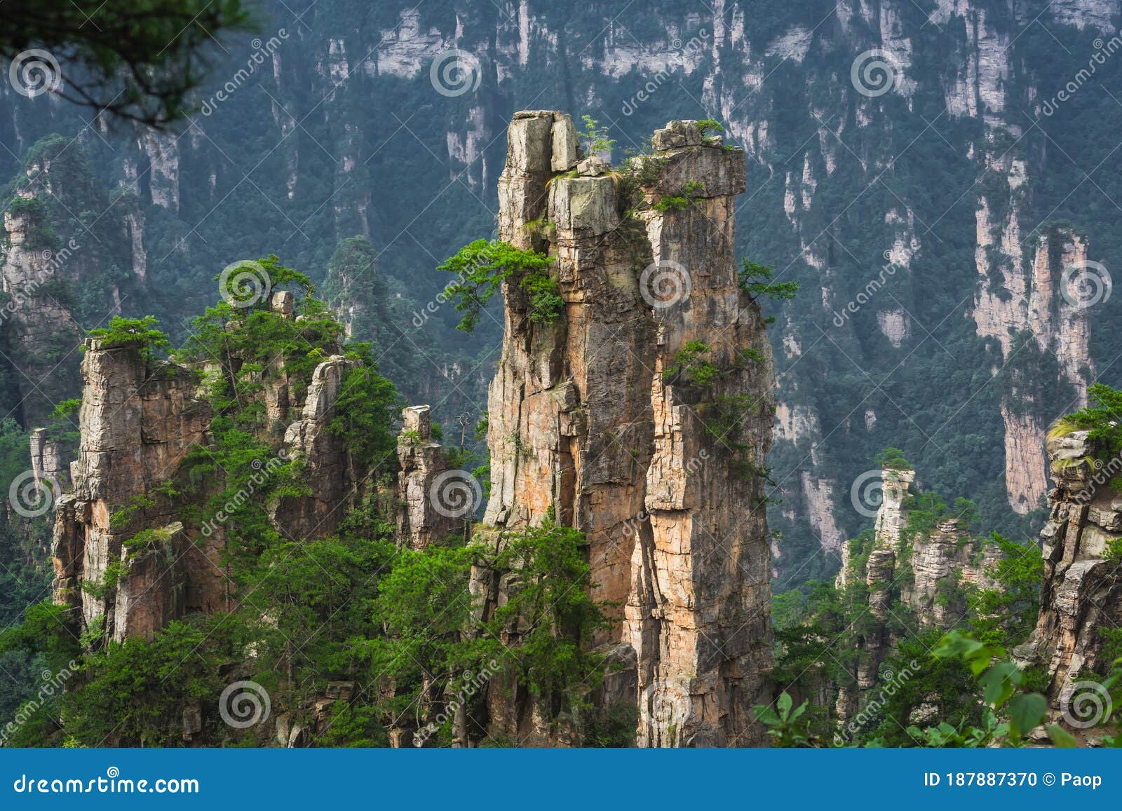 stone pillars of tianzi mountains in zhangjiajie