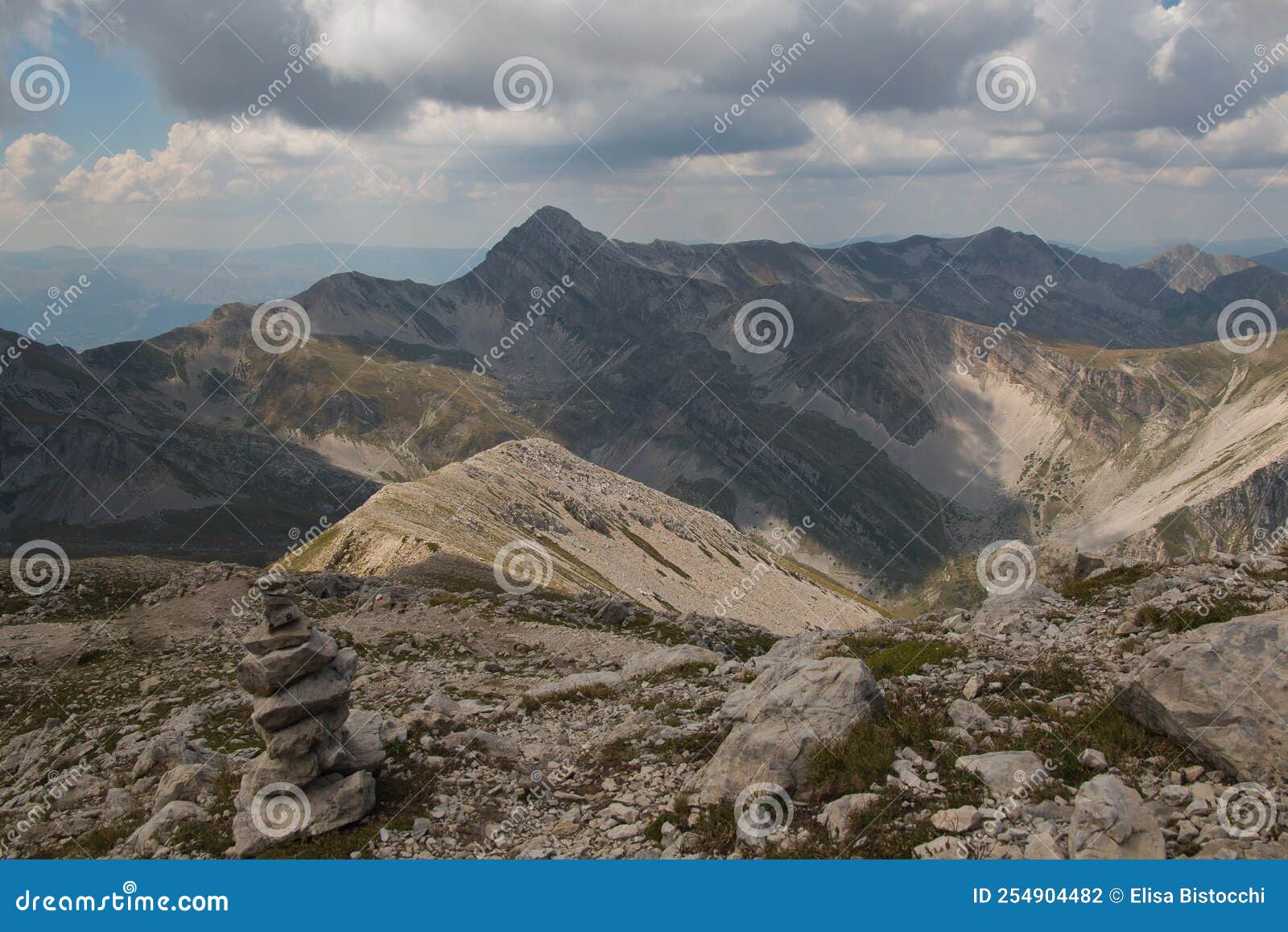 panoramic view from the summit of corno grande in the gran sasso d`italia massif