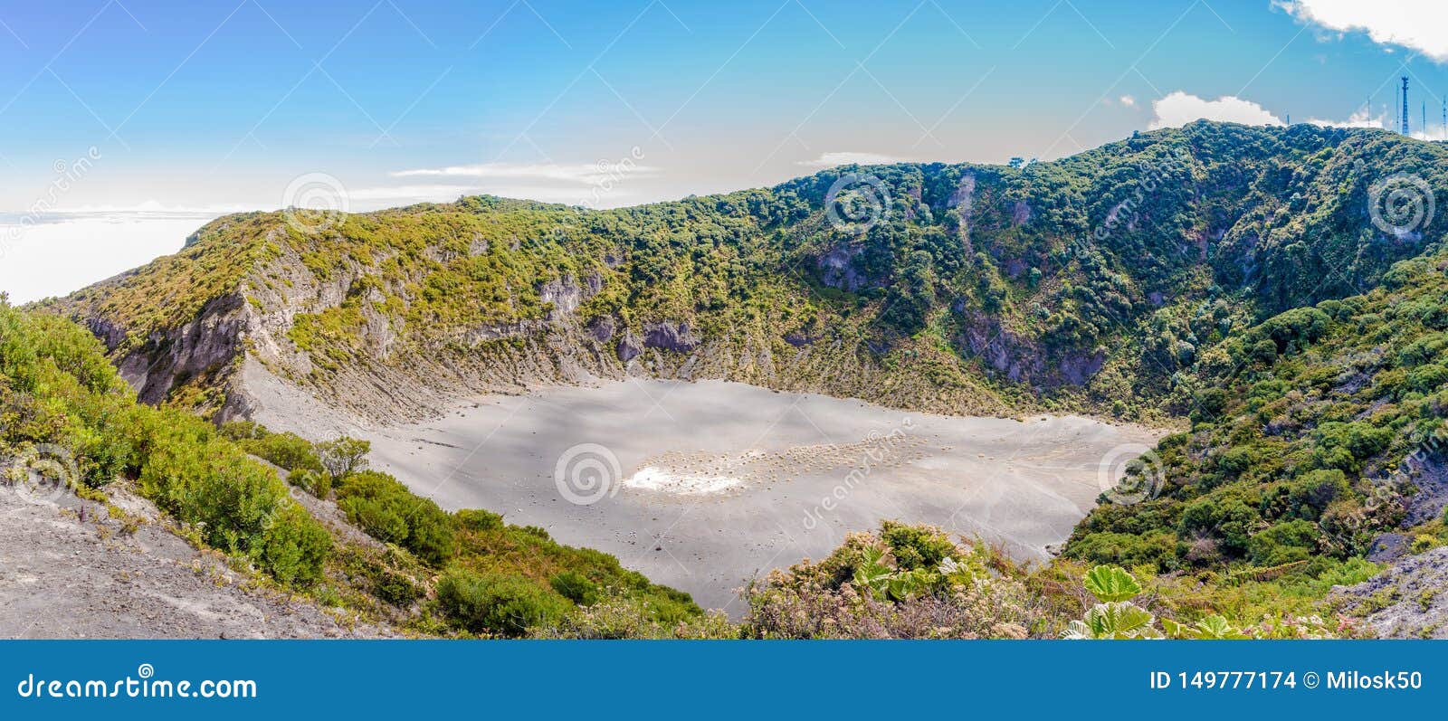 panoramic view to the crater of diego de la haya at irazu volcano national park in costa rica