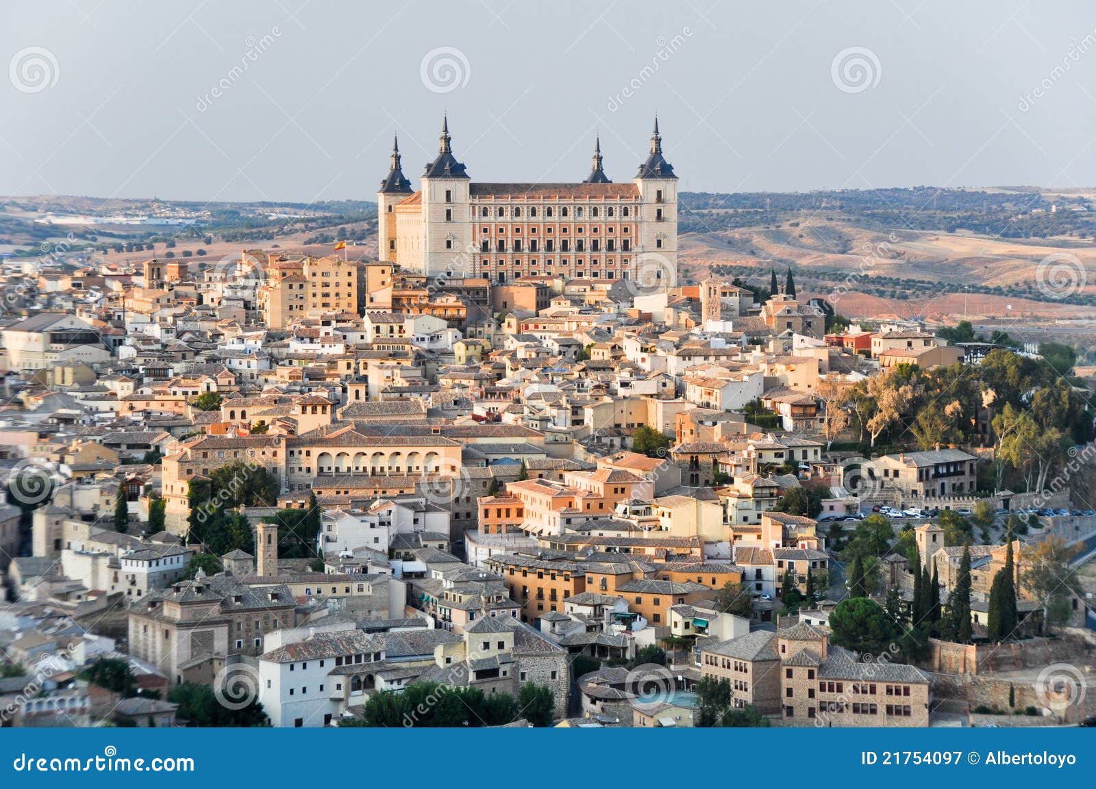 panoramic view of toledo and alcazar, spain