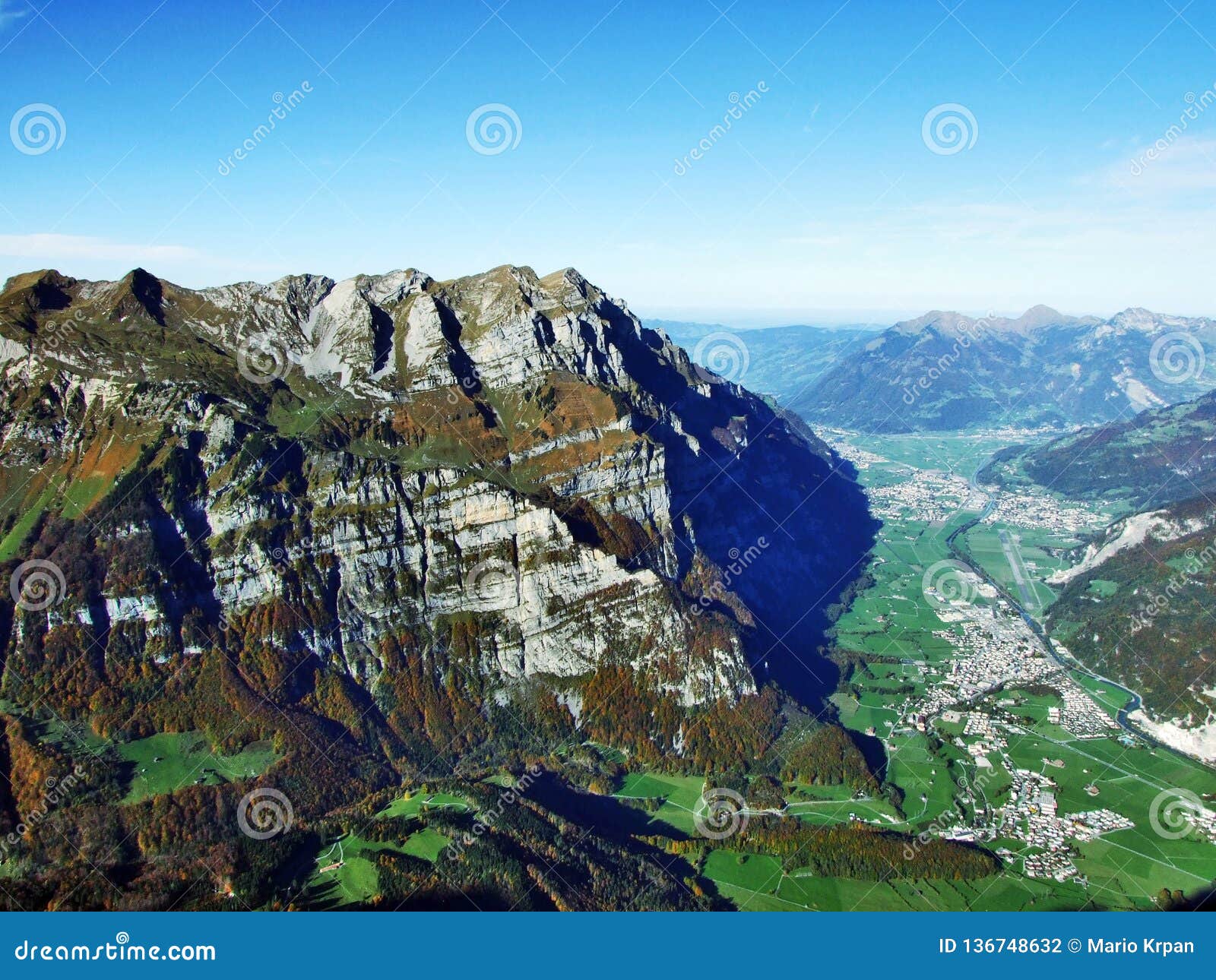panoramic view from the top of vorder glarnisch in the glarus alps mountain range